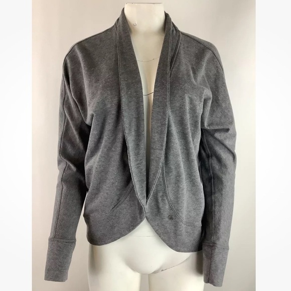 Prana Womens Sz L Jersey Open Face Cardigan Gray Cotton Polyester Casual - Picture 1 of 7